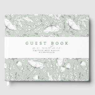 Libro De Visitas Flores silvestres dibujadas a mano Elegante Boda v