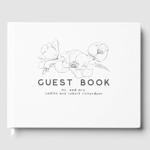 Libro De Visitas Flores silvestres dibujadas a mano Elegante modern