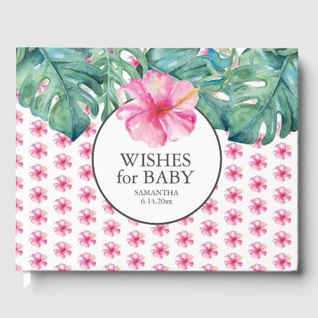 Libro De Visitas Flores tropicales de Baby Shower Guest Book (Anverso)