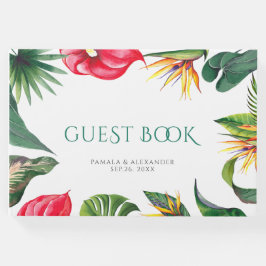 Libro De Visitas Flores tropicales y hojas elegante matrimonio