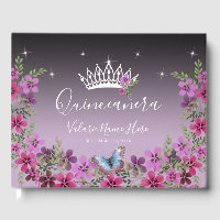 Flores y mariposa princesa Quinceanera púrpura