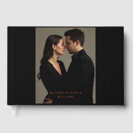 Libro De Visitas Foil Black Guest Book Simple Photo Elegant