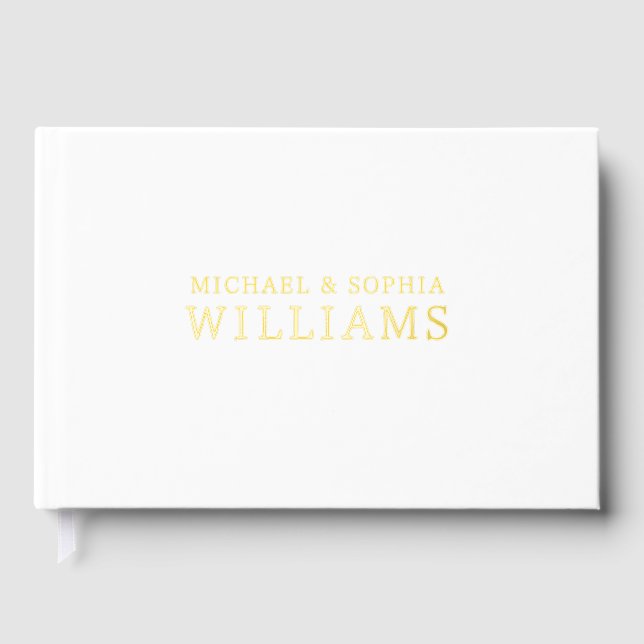 Libro De Visitas Foil White Modern Guest Book Simple Photo Elegant  (Anverso)