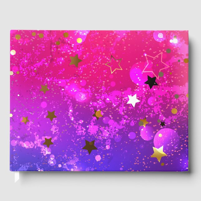 Libro De Visitas Fondo azul rosa brillante (Anverso)