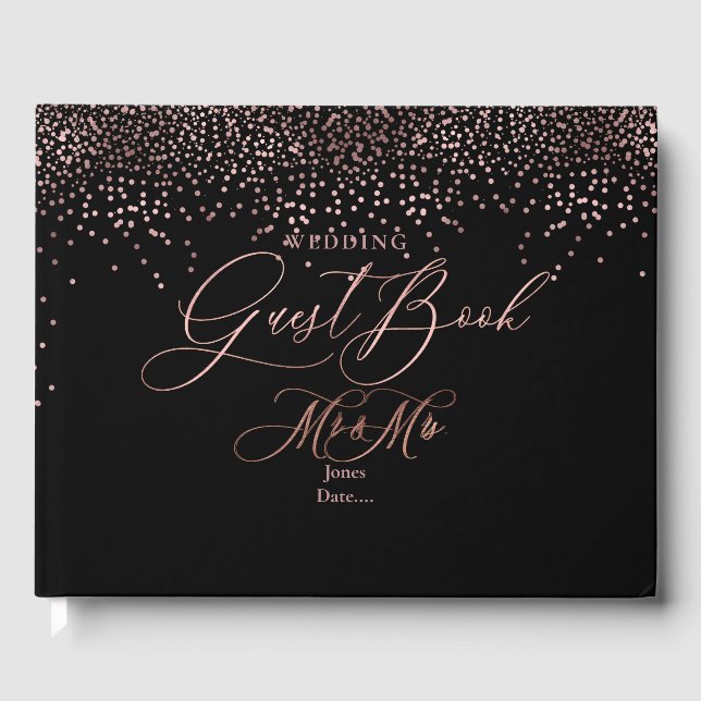 Libro De Visitas FONDO DE PixDezines ROSA GOLD CONFETTI+DIY (Anverso)