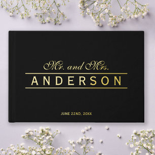 Libro De Visitas Fondo Personalizado Líneas Elegantes Boda Señor y