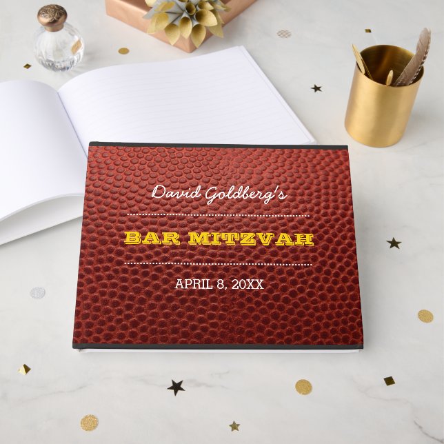 Libro De Visitas Football Gold Bar Mitzvah Guest Book (Anverso Abierto)