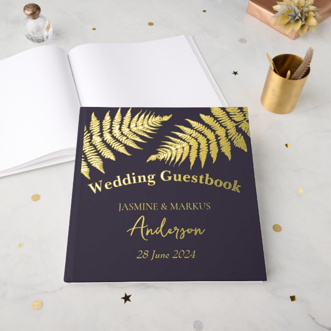 Libro De Visitas Forest Ferns Boda al aire libre (Anverso Abierto)