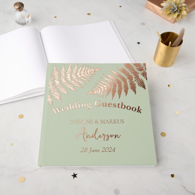 Libro De Visitas Forest  Ferns Outdoors Wedding (Anverso Abierto)