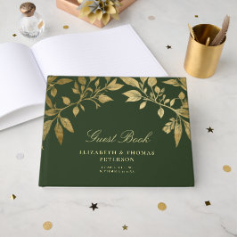 Libro De Visitas Forest Foliage Botanical Elegant Script Wedding