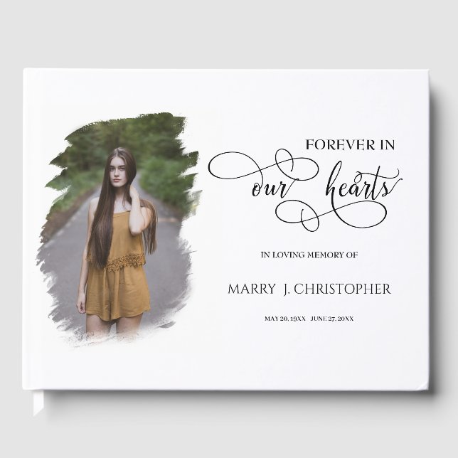 Libro De Visitas Forever In Our Hearts Memorial Funeral Photo Guest (Anverso)