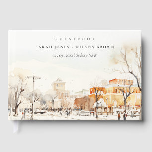 Libro De Visitas Forgo North Dakota City Scape Watercolor Boda