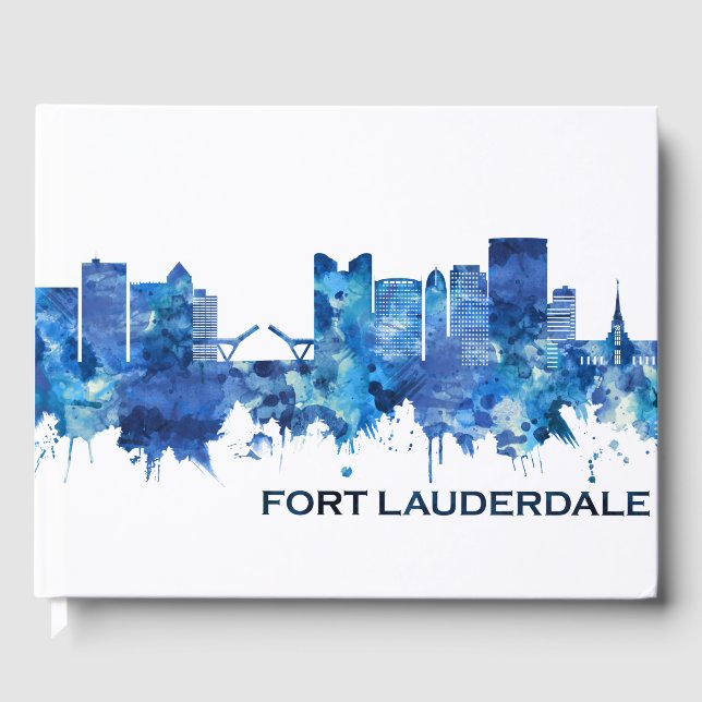 Libro De Visitas Fort Lauderdale Florida Skyline Blue (Anverso)