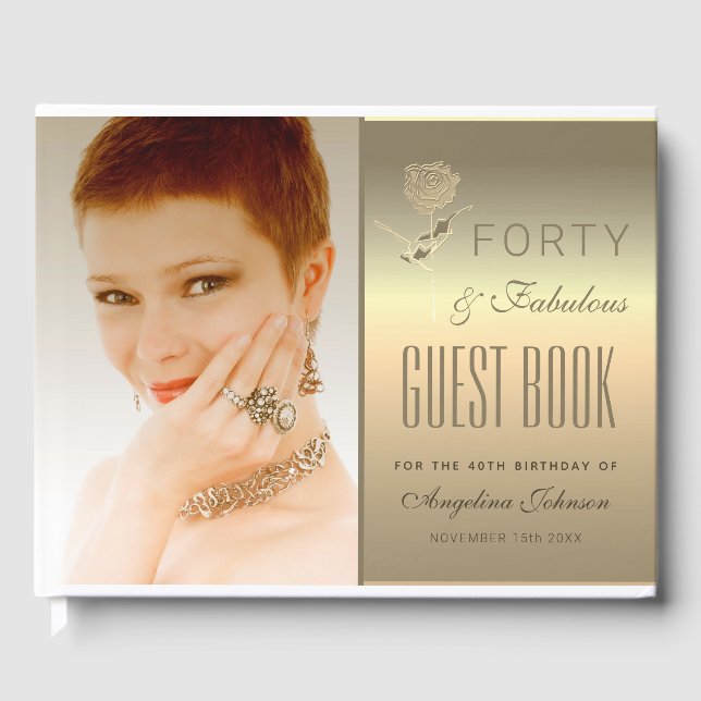 Libro De Visitas Foto 40.º oro de cumpleaños (Anverso)