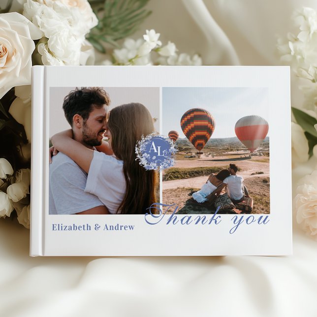 Libro De Visitas Foto Blue Chinoiserie Boda Botánico Floral (Subido por el creador)