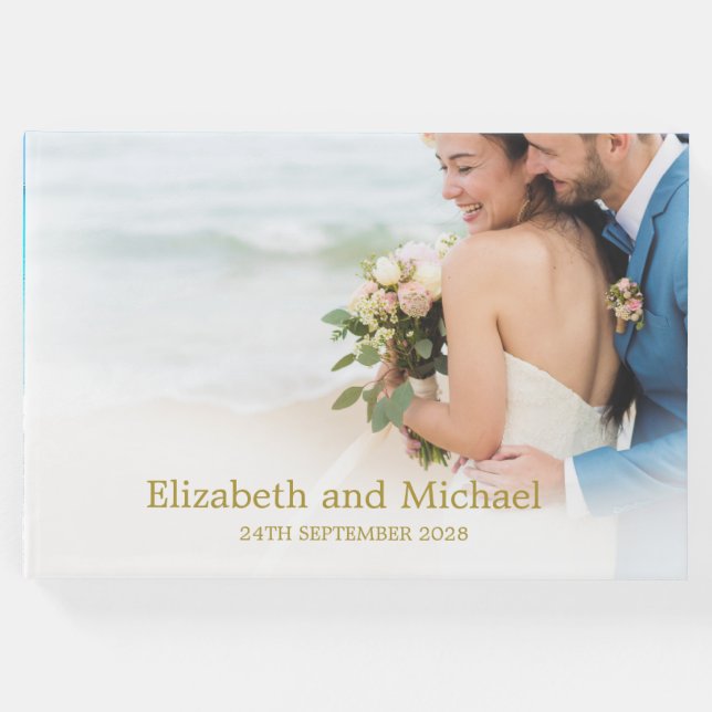 Libro De Visitas Foto boda Blue Beach Ocean Elegant Wedding (Anverso)