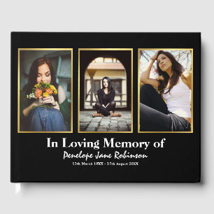 Libro De Visitas Foto Collage enmarcada con oro en memoria amorosa
