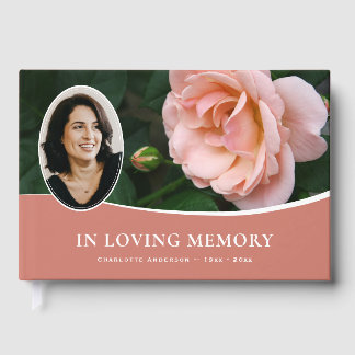 Libro De Visitas Foto conmemorativa floral de rosa rosa funeral