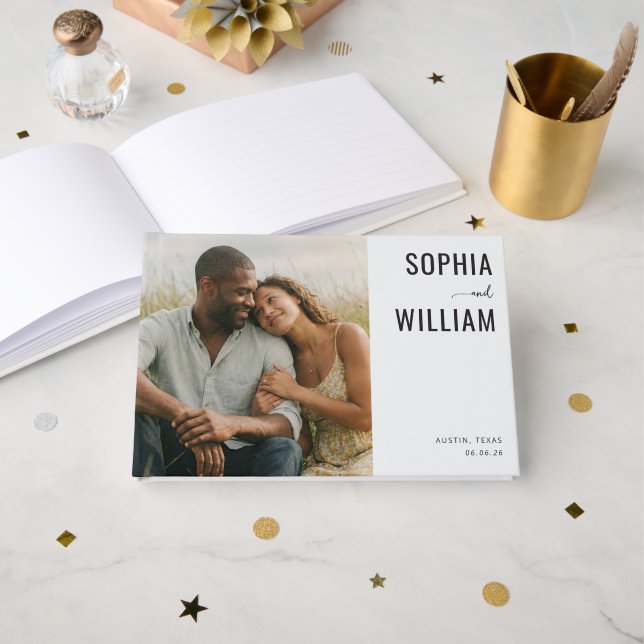 Libro De Visitas Foto contemporánea de crema romántica (Anverso Abierto)