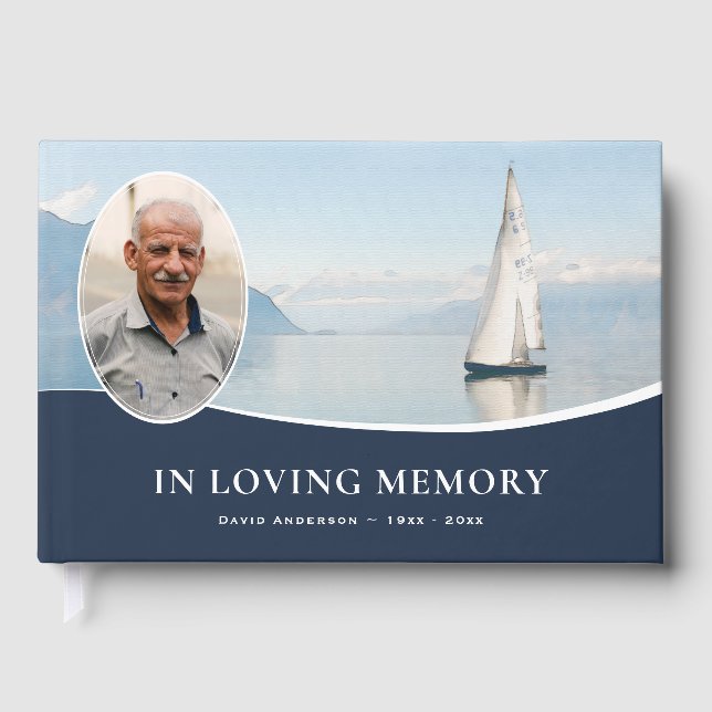 Libro De Visitas Foto de barco a vela En memoria funeral (Anverso)