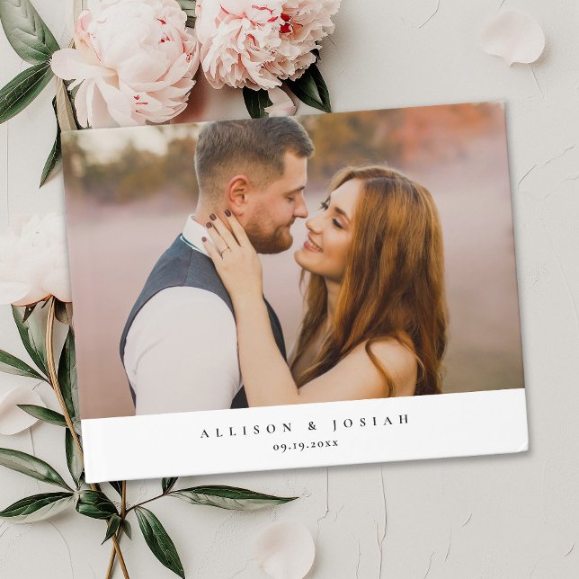 Libro De Visitas Foto de boda elegante (Elegant and Simple Photo Wedding Guest Book.)