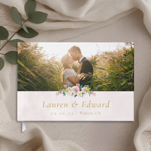 Libro De Visitas Foto de boda floral rosa rubor