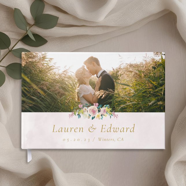 Libro De Visitas Foto de boda floral rosa rubor (Subido por el creador)