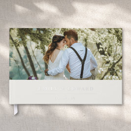 Libro De Visitas Foto de boda moderna en beige suave y plata
