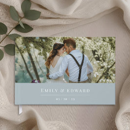 Libro De Visitas Foto de boda moderna polvorienta azul
