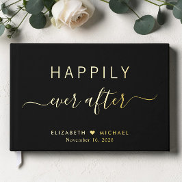 Libro De Visitas Foto de boda negra Felices para Siempre