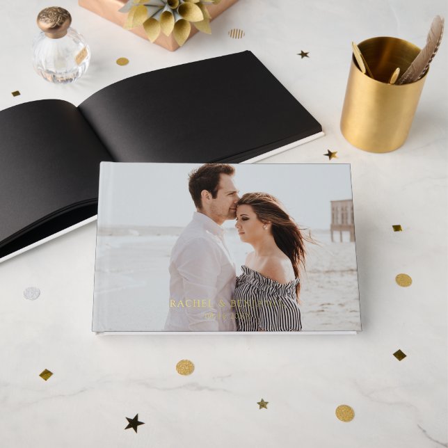 Libro De Visitas Foto de boda personalizada "Felicidad eterna"  (Anverso Abierto)