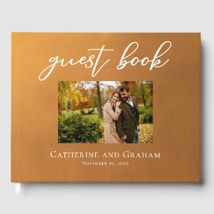 Libro De Visitas Foto de compromiso Rustic Gold Boda Bohemio de Oto