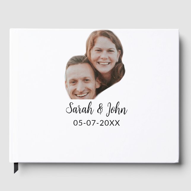 Libro De Visitas Foto de doble cara añadir nombre fecha simple boda (Anverso)