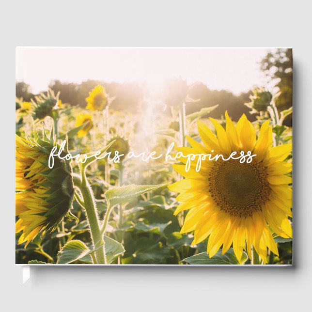 Libro De Visitas Foto de girasol real Campo Flores son felicidad (Anverso)