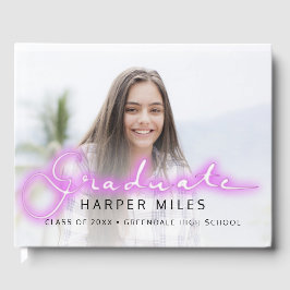 Libro De Visitas Foto de graduación del guión del neón 80 de Pastel