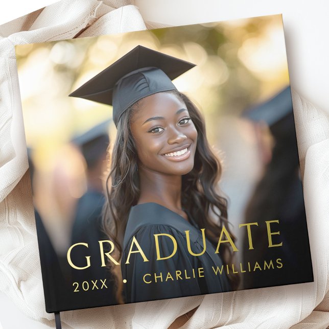 Libro De Visitas Foto de graduación elegante nombre de graduado (Graduation photo elegant graduate name guest book)