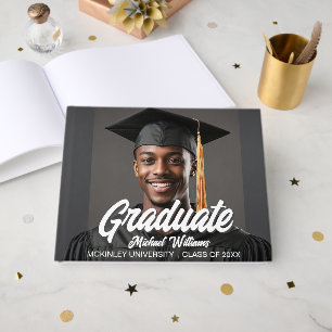 Libro De Visitas Foto de graduado con fiesta de graduación de letra
