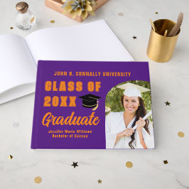 Libro De Visitas Foto de graduado de naranja púrpura personalizada 