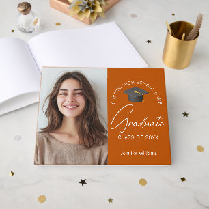 Libro De Visitas Foto de graduado naranja personalizada para fiesta