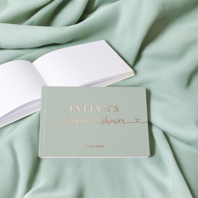 Libro De Visitas Foto de Heart Script Bridal Shower Sage Green (Subido por el creador)
