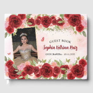 Libro De Visitas Foto de la princesa floral de oro borgoñona Quince