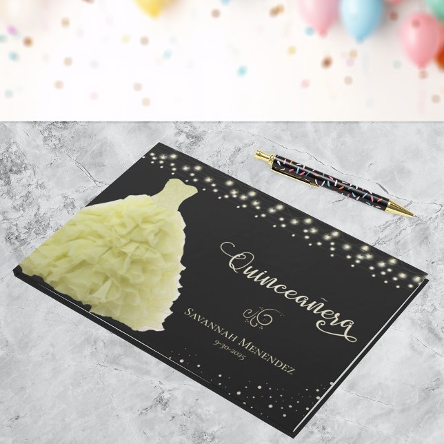 Libro De Visitas Foto de luz de traje amarillo Quinceanera negra (Subido por el creador)