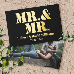 Libro De Visitas Foto de Mr. and Mr. typography boda gay negro