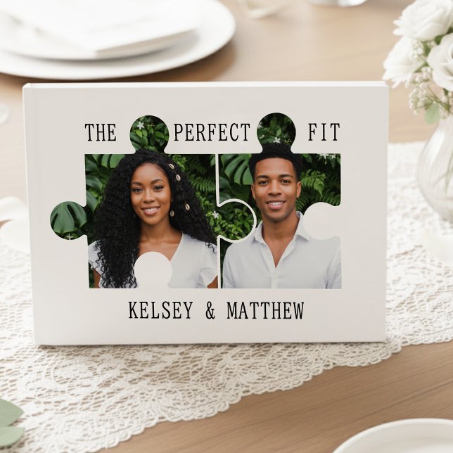 Libro De Visitas Foto de pieza de rompecabezas Boda Ajuste Perfecto (Puzzle Piece Photo Perfect Fit Wedding Guest Book
)