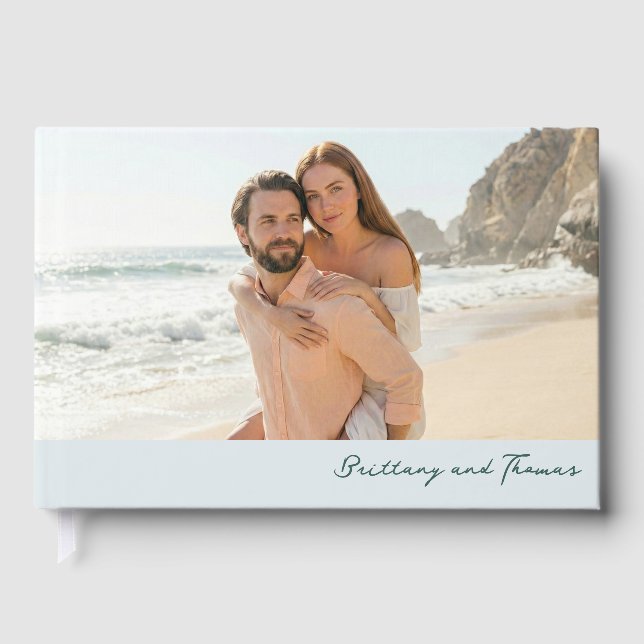 Libro De Visitas Foto de playa romántica pastel (Anverso)