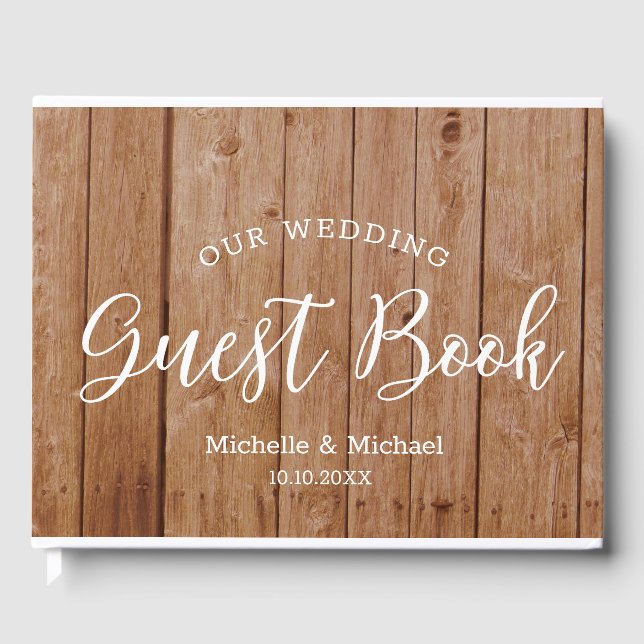 Libro De Visitas Foto de Rustic Wood Boda (Anverso)