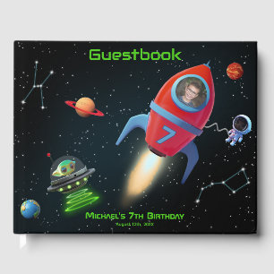 Libro De Visitas Foto del Cohete Espacial de Cumpleaños   Astronaut