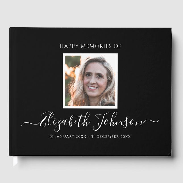 Libro De Visitas Foto del funeral simple conmemorativo (Anverso)