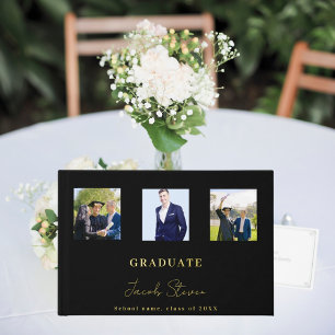 Libro De Visitas Foto del guión del nombre en oro negro Graduación