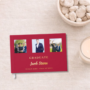 Libro De Visitas Foto del guión del nombre rojo de oro Graduación
